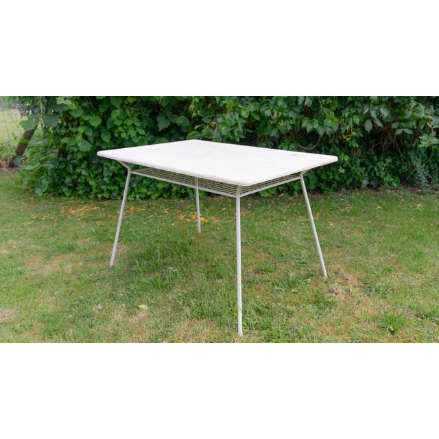 Metal Garden Table with Newspaper Shelf, 1950s For Sale - Image 4 of 13