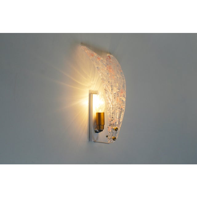 Pink Italian Foglio Wall Lamps in Murano Glass, 1980s, Set of 2 For Sale - Image 8 of 9