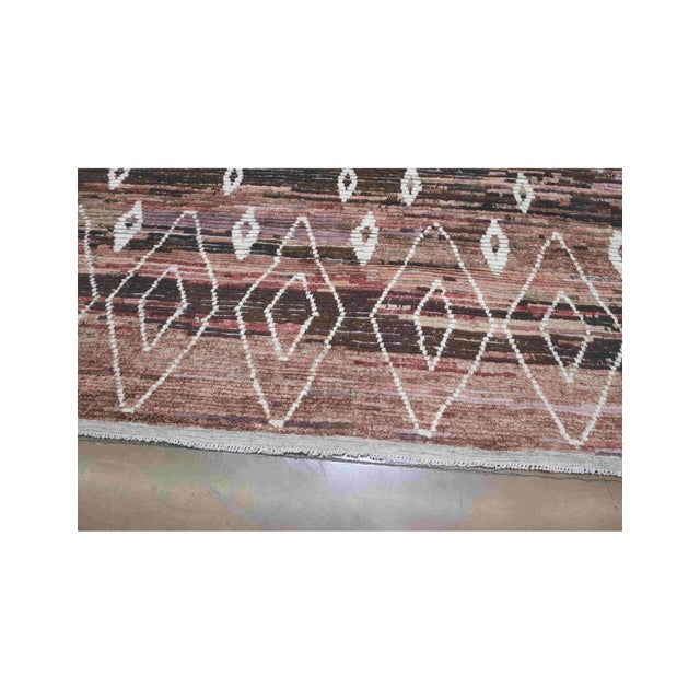 Pink & Brown Large Modern Wool Rug For Sale - Image 9 of 9