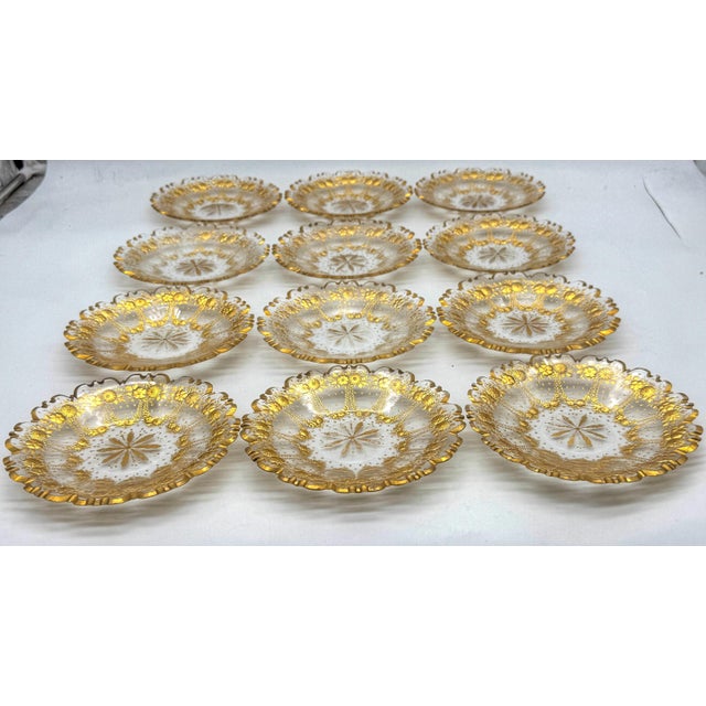 Set of 12 Belle Époque Cut Glass and Gilt Dessert Plates, circa 1890–1910 For Sale - Image 14 of 18