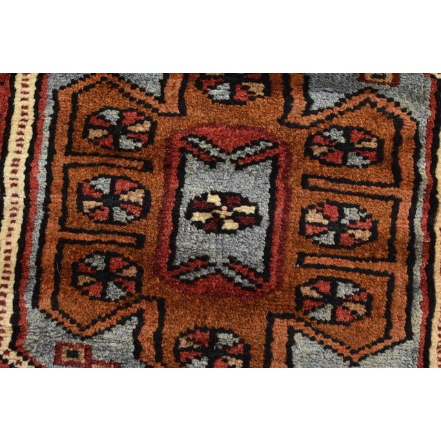 Blue Zanjan Rug 4'5'' X 6'8'' Blue Wool Vintage Tribal Hand-Knotted Oriental Carpet For Sale - Image 8 of 15