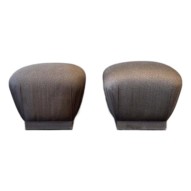 Marge Carson Style Silk Poufs/ Pair For Sale