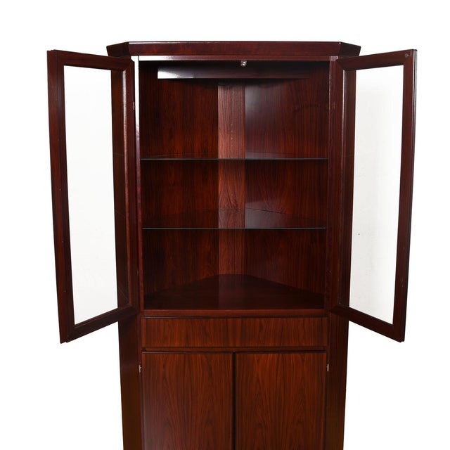 Danish Rosewood Corner Display W/ Light Chairish