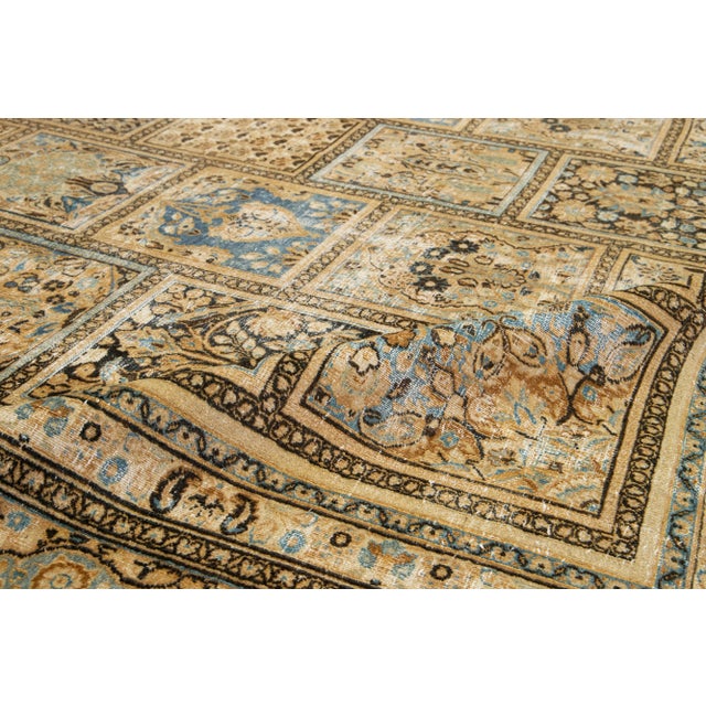 1900s Antique Persian Khorassan Wool Rug in Beige With Allover Pattern For Sale - Image 9 of 9