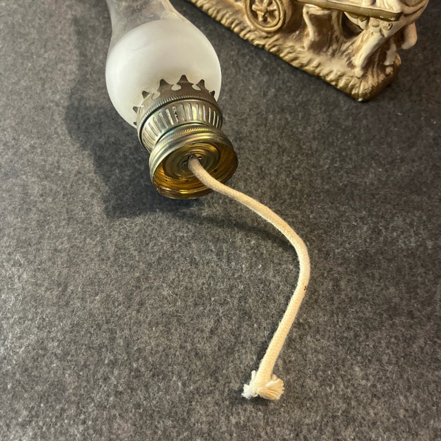 Vintage Mid 20th Century Horse and Carriage Oil Lamp For Sale - Image 12 of 13