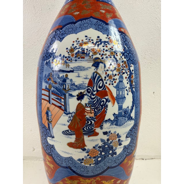 Monumental Palatial Size Hand Painted Japanese Emari Vace For Sale - Image 9 of 12