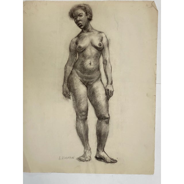 Vintage B. Hinshaw Pencil Drawing of a Black Female Nude Study 1940s For Sale In Seattle - Image 6 of 7