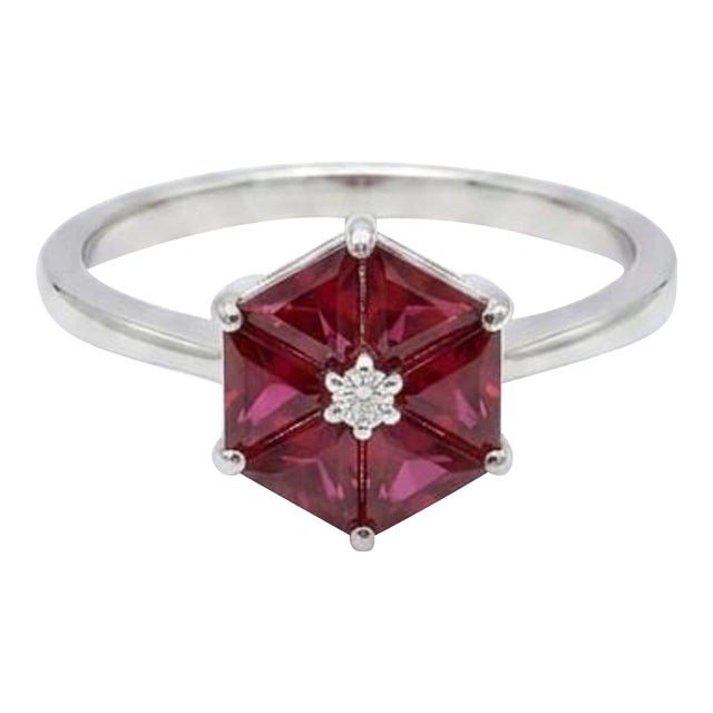 18k Gold Ruby 0.66ct and Diamond 0.02ct Ring For Sale