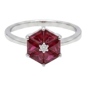 18k Gold Ruby 0.66ct and Diamond 0.02ct Ring