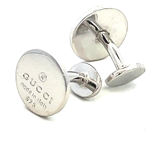 Contemporary 1990s Gucci Estate Cufflinks Sterling Silver, 2 pieces For Sale - Image 3 of 8
