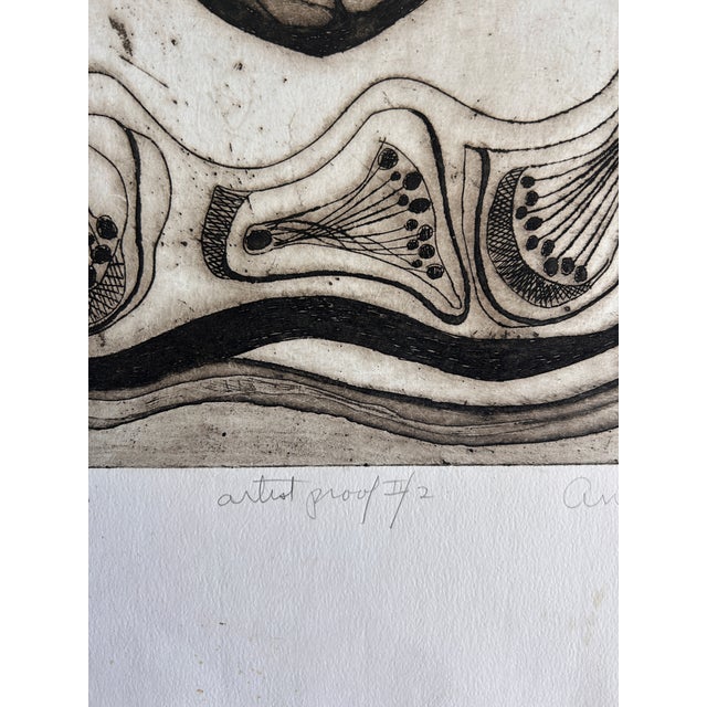 Annette Robyns 1960s Midcentury Modern Art Print Etching Signed For Sale - Image 4 of 6