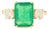 14k Solid Gold Three Stone Double Prong Set Emerald Ring Size 8 For Sale
