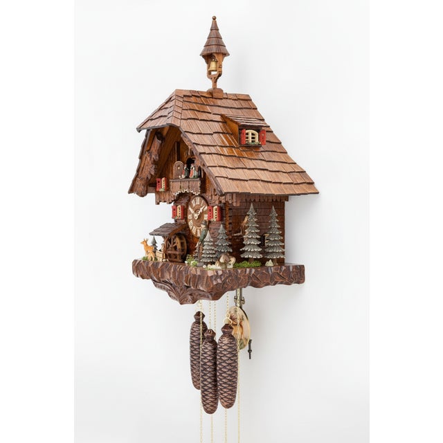 Large Hand-Carved Black Forest Cuckoo Clock - Chalet Style - Musical Grande *** For Sale - Image 4 of 5