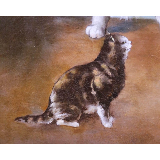 Pair of 19th Century French Pendant Cat Oil on Canvas Paintings Signed A. Pernot For Sale - Image 13 of 18