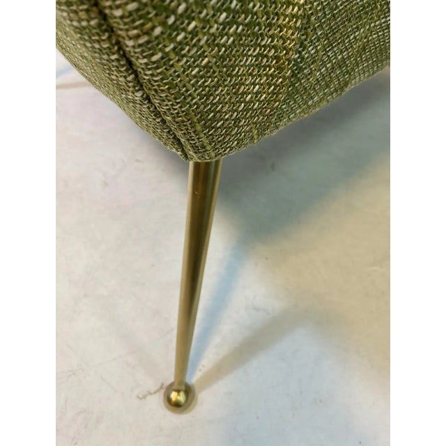 Mid Century Modernist Brass Leg Italian Settee Attributed to Marco Zanuso For Sale - Image 9 of 11