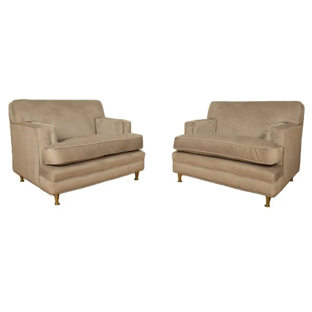 1950s Mid Century Italian Bronze Leg Oversized Club Chairs - a Pair For Sale - Image 9 of 9