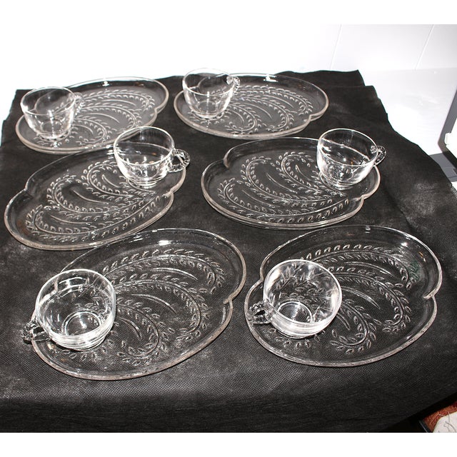1960s Vintage Federal Glass Homestead Wheat Snack Set Service for 6 - 12 pcs For Sale - Image 5 of 7
