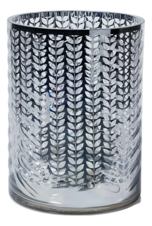 Silver Metallic Glass Hurricane Candle Holder, 9.5"
