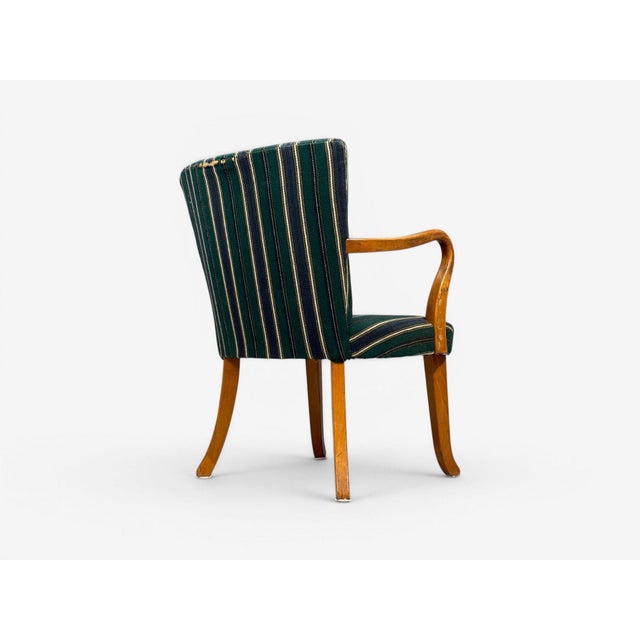 Brown Alfred Christensen Style, Armchair, Bentwood, Fabric, Sweden, 1960s For Sale - Image 8 of 11