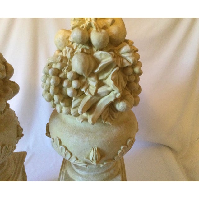 Vintage French Anduze Style Vases With Fruit Sculptures/Topiary, a Pair For Sale - Image 9 of 18