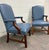 Chippendale Vintage Chippendale Style Blue Leather and Nailhead Executive Armchairs - Pair For Sale - Image 3 of 11