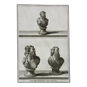1767 Antique Mythological Busts Engraving