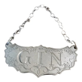 Vintage Stieff Pewter Liquor Bottle Decanter Label Gin For Sale