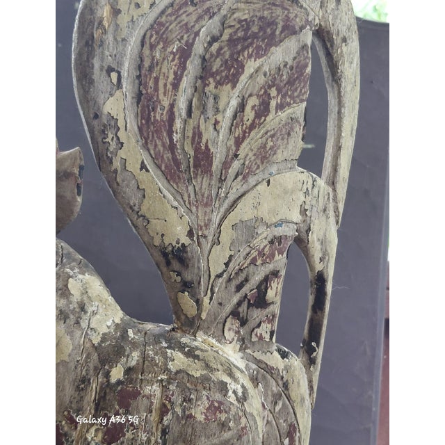 Printmaking Materials Early 20th Century Wooden Folk Art Rooster Sculpture – Weathered Polychrome Paint For Sale - Image 7 of 13