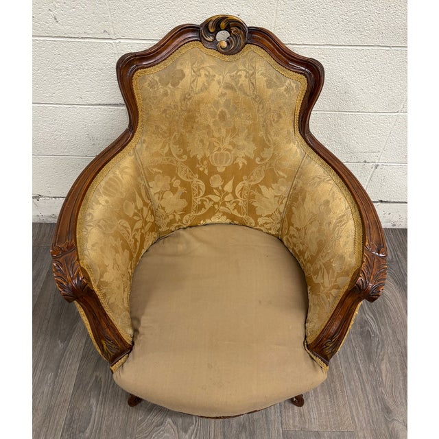 Antique French Louis XV Style Bergere Armchair For Sale - Image 9 of 10