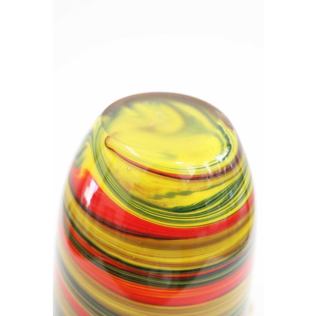 Large Italian Multicolored Swirl Fazzoletto Murano Glass Vase, 1970s For Sale - Image 6 of 7