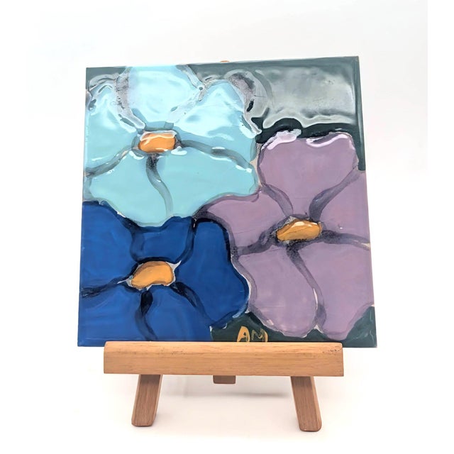 Offered is a vintage 1970s artisan-crafted glazed tile made in England at the H&R Johnson Tiles workshop. Initials "A. M."...