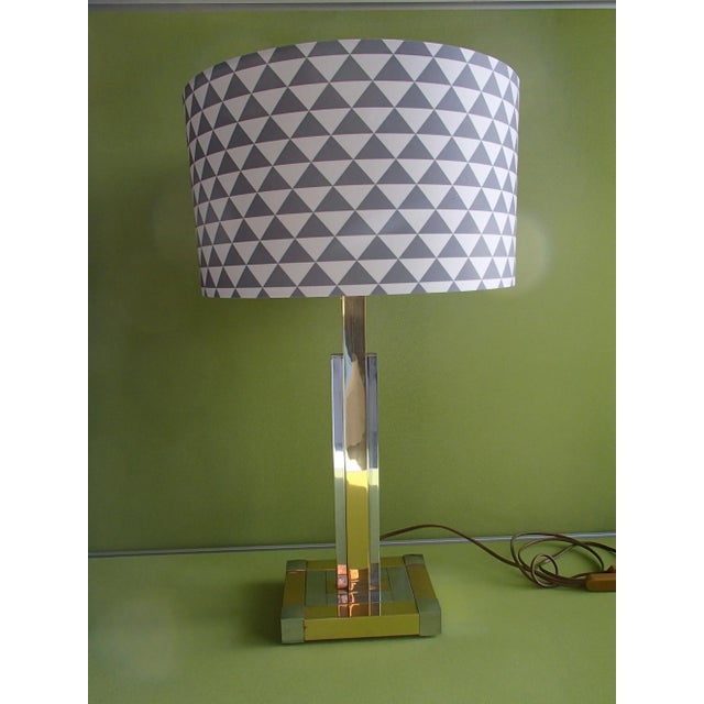 Op Art Grey & White Chrome and Brass Table Lamp from Lumica, 1970 For Sale - Image 10 of 10