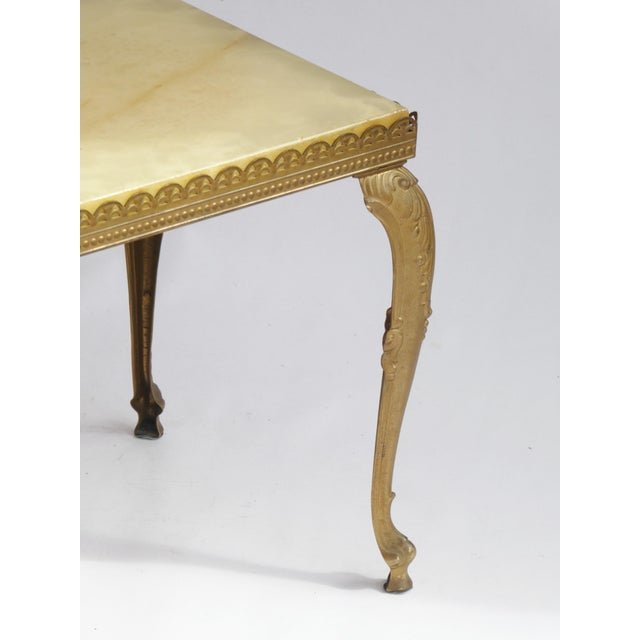 Vintage French Hollywood Regency Neoclassical Square Table with Brass and Onyx,1960s For Sale - Image 4 of 9