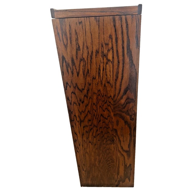 Vintage Tiger Oak File Cabinet Four Locking Drawers, Paneled Sides Legal Size For Sale - Image 12 of 12