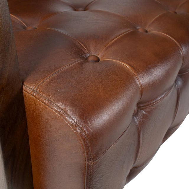 Metal Davenport Tufted Leather Chair For Sale - Image 7 of 11