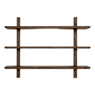 Floating Shelving Unit | Still Life Floating Shelf in Dark Stained Oak For Sale