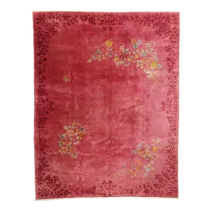 Antique Dark Pink Chinese Art Deco Rug - 09'00 X 11'05
