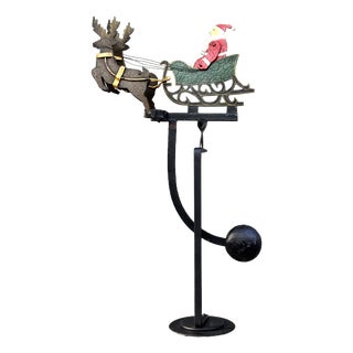 Vintage Folk Art Santa Sleigh Balancing Toy, 1950s For Sale
