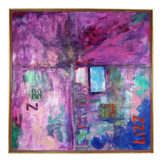 Lizz Mixed Media Acrylic and Collage on Canvas by Ronald Frederick Dockter For Sale