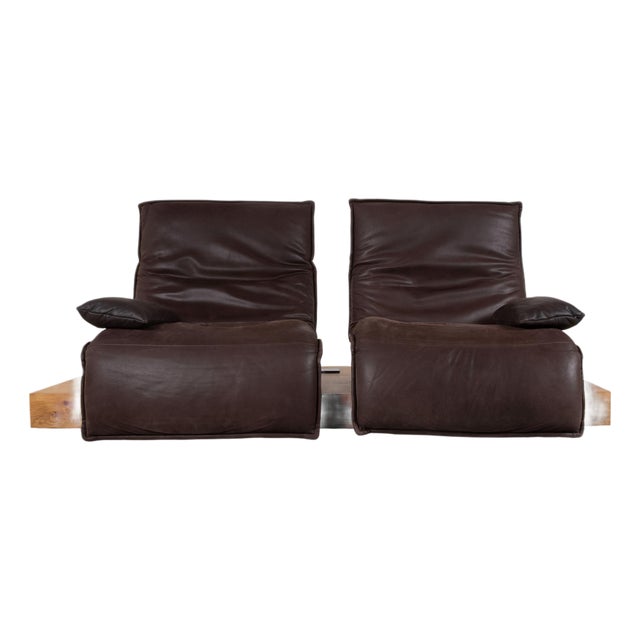 Free Motion Epos 3 Leather Two-Seater Brown Electric Function Sofa from Koinor For Sale