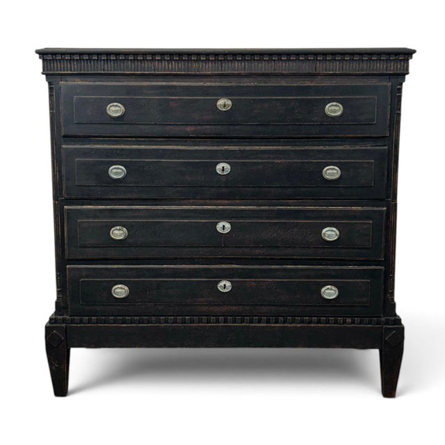Black Antique Gustavian Chest of Drawers For Sale - Image 8 of 8
