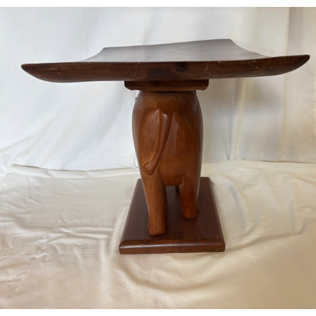 Hand Carved Wood Elephant Stole/Seat For Sale - Image 4 of 5