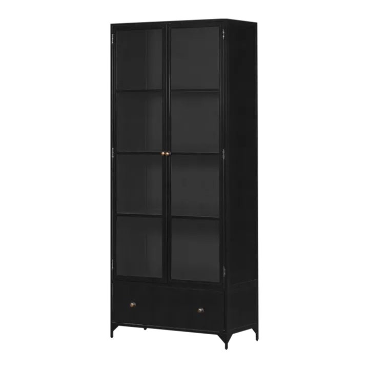 Four Hands Shadow Box Cabinet, Black | Chairish