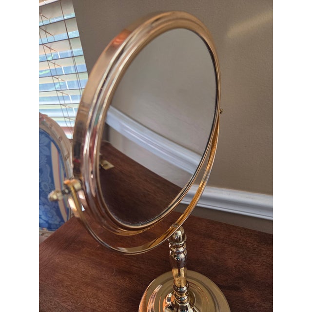 Brass Double Sided Vanity Mirror For Sale - Image 4 of 10