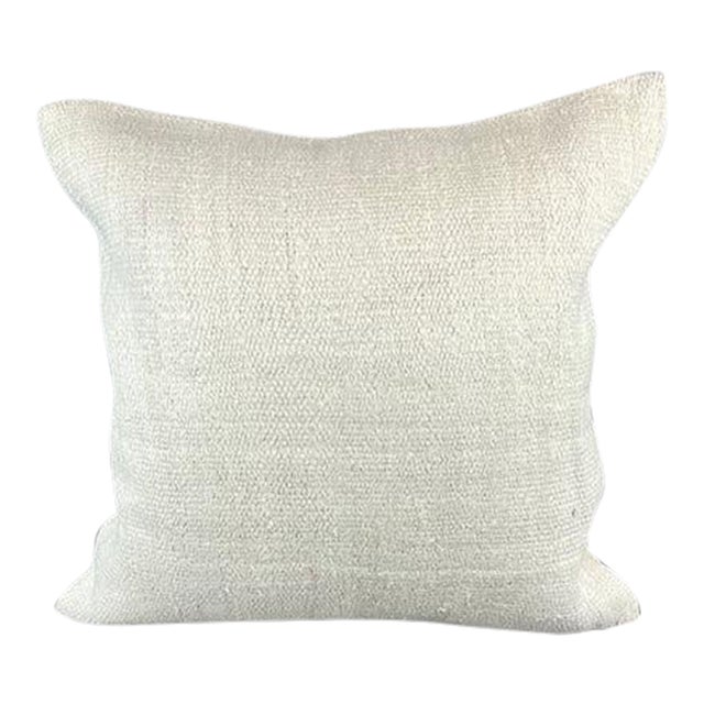 20 x 20 Hemp Pillow Turkish Cushion Natural Grayish White Pillow Cushion Cover For Sale