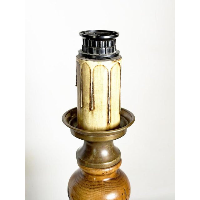 Rustic Wooden Table Lamp, France, 1960s For Sale - Image 6 of 12
