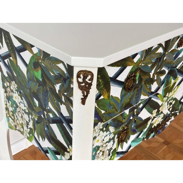 Gustavian Commode with Wallpaper from Christian Lacroix, 1950s For Sale - Image 4 of 10