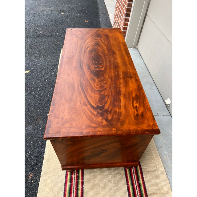 Antique Orange Flame Grain Paint Decorated Blanket Chest, Pennsylvania, Circa 1840’s For Sale - Image 6 of 18