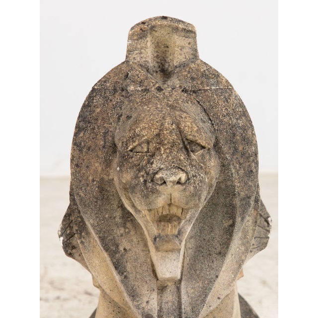 Early 20th Century Pair Art Deco Concrete Lions Garden Ornaments, England 1930s For Sale - Image 5 of 12