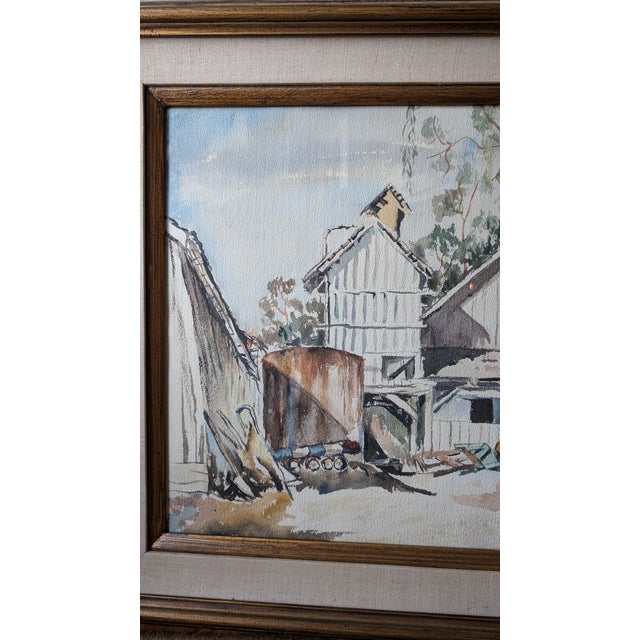 Mid-Century Modern 1960s Elva Senter Watercolor- Foxtail Ranch For Sale - Image 3 of 5